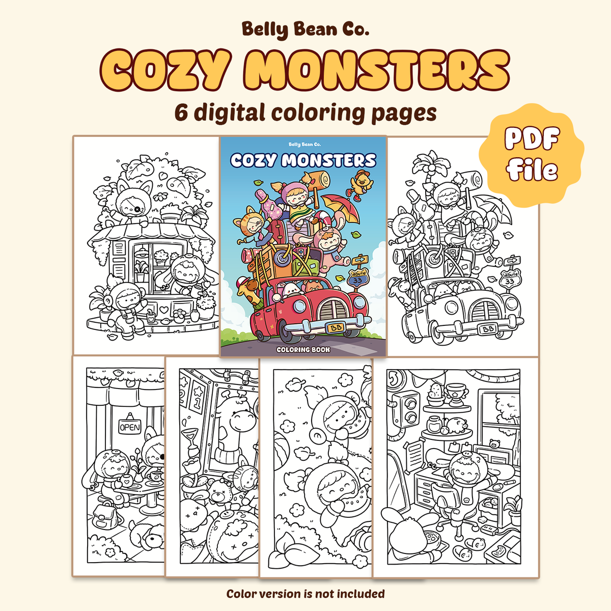 Cozy Monster digital coloring pages