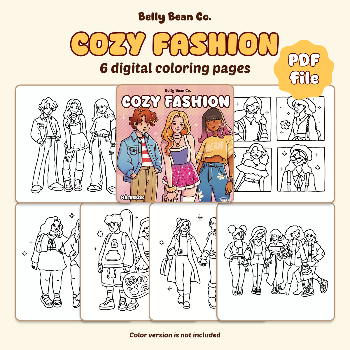 Cozy Fashion digital coloring pages