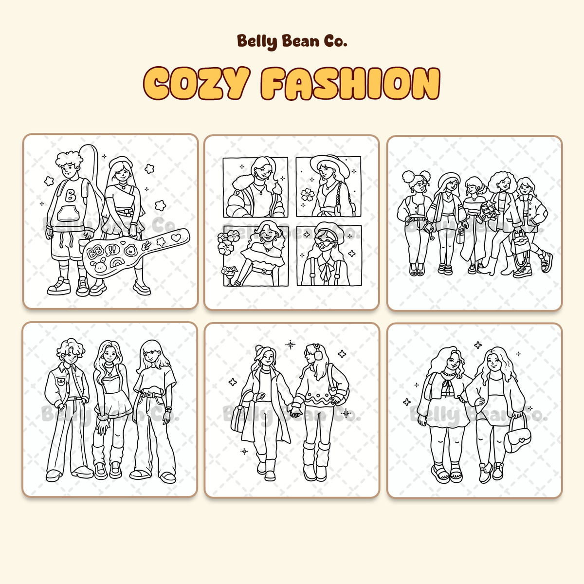 Cozy Fashion digital coloring pages