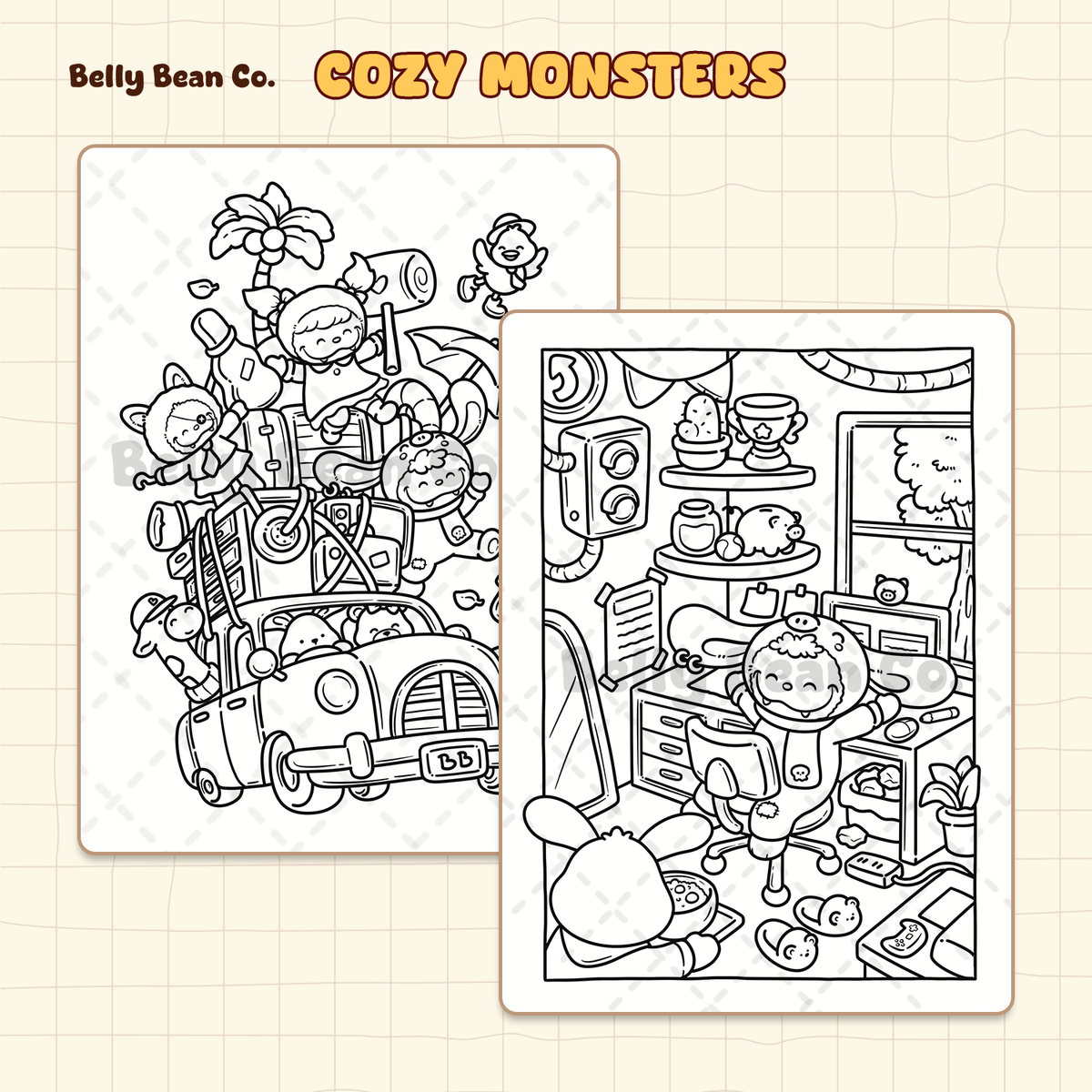 Cozy Monster digital coloring pages