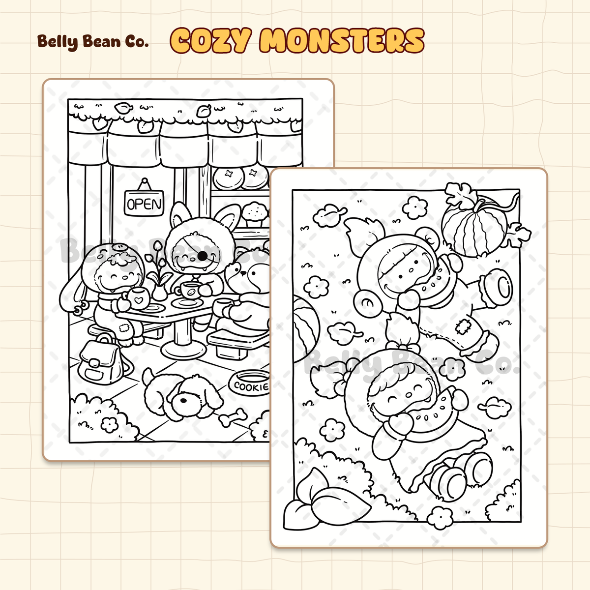 Cozy Monster digital coloring pages