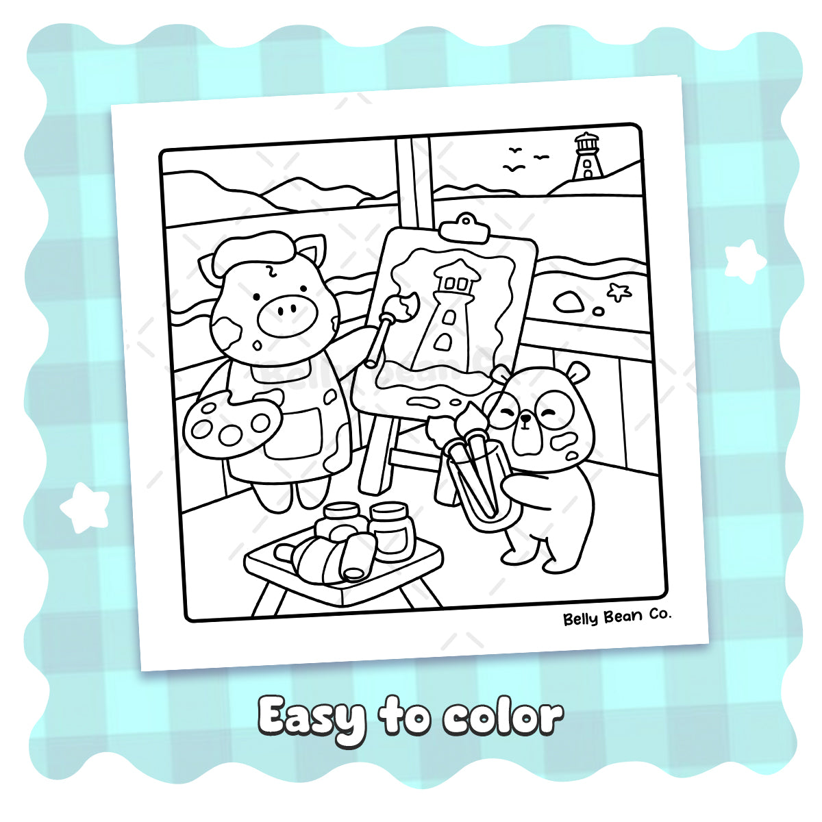 Printable Belly Bean Tales Coloring Page (Pack of 4)