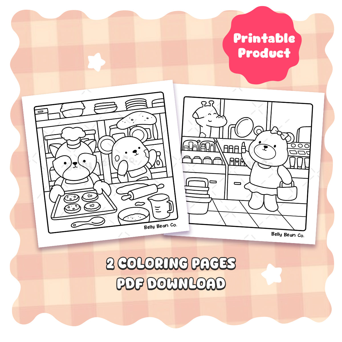 Printable Belly Bean Tales Coloring Page (Pack of 2)